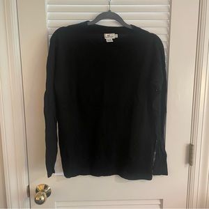 Vineyard Vines Black Oversized Crewneck Sweater with Back Slit Detail